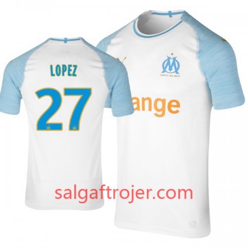 Olympique de Marseille Fodboldtrøjer Lopez 27 Hjemmebanesæt 2018/19 Kort ærmer Olympique de Marseille Fodboldtrøjer Lopez 27 Hjemmebanesæt 2018/19 Kort ærmer